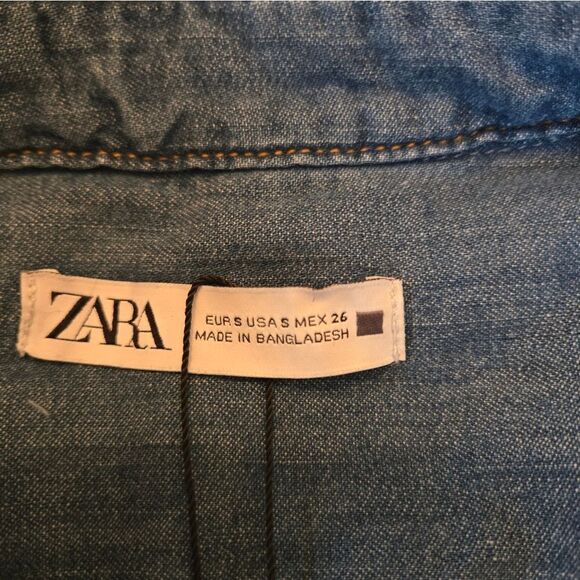 NWT Zara Womens Blue Jeans Shirt Size S - Picture 4 of 10